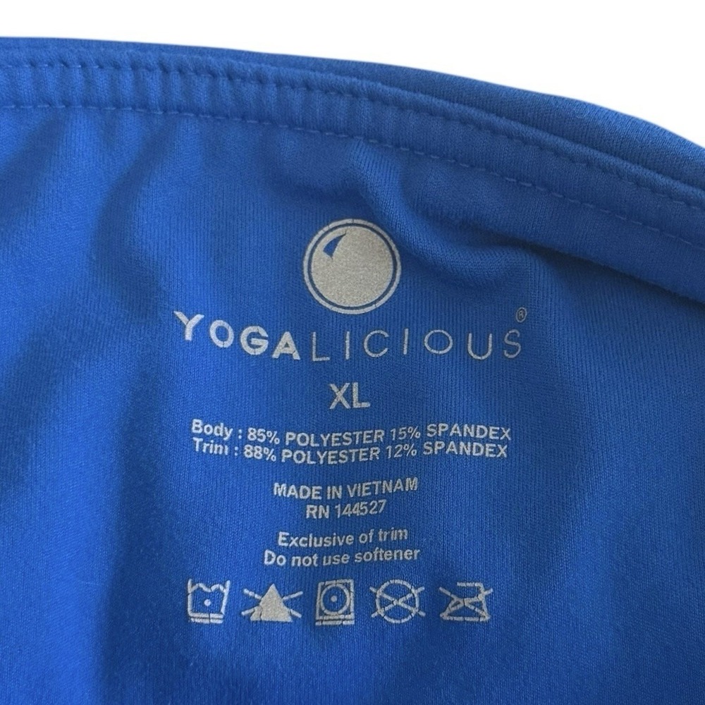 Yogalicious Blue Black‎ Color block High-Waist Leggings Size XL 15% Spandex #539 - Picture 7 of 8
